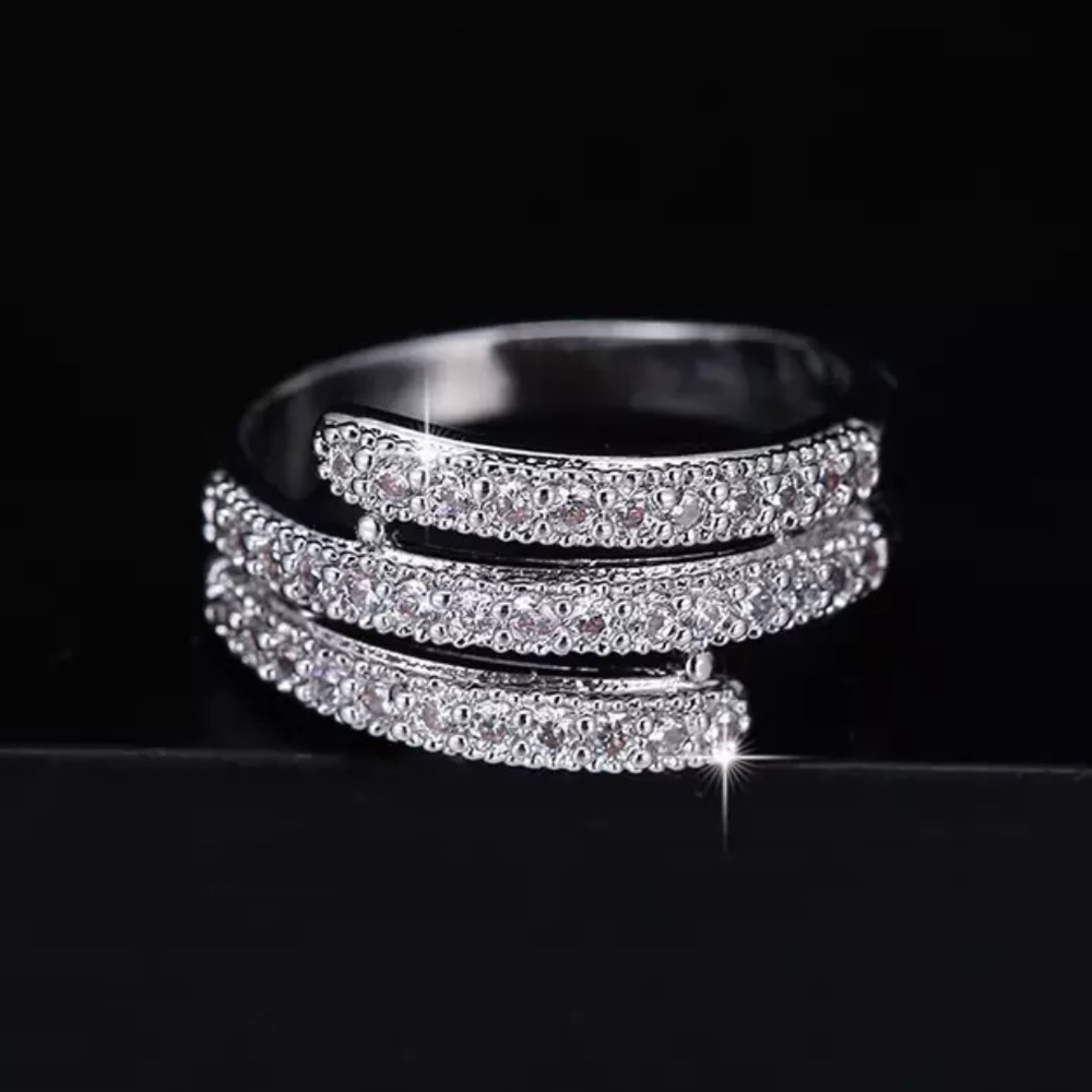NEW ETERNITY 925 STERLING SILVER DIAMOND BAND RING - Picture 4 of 5